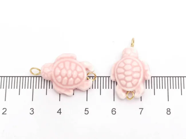 Margele de portelan testoasa 24x15x8mm roz