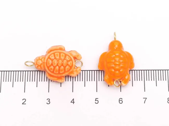 Margele de portelan testoasa 24x15x8mm portocaliu