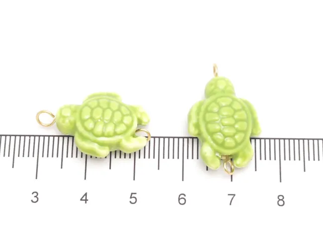 Margele de portelan testoasa 24x15x8mm verde mar