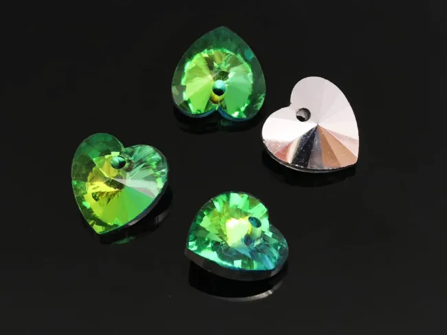 Pandantiv sticla 10mm verde peacock