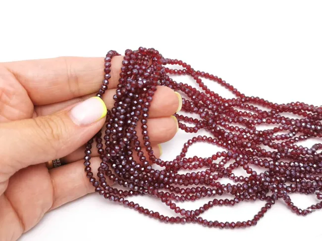 Margele cristal rondel 2.5x2mm burgundy lustered (sirag)