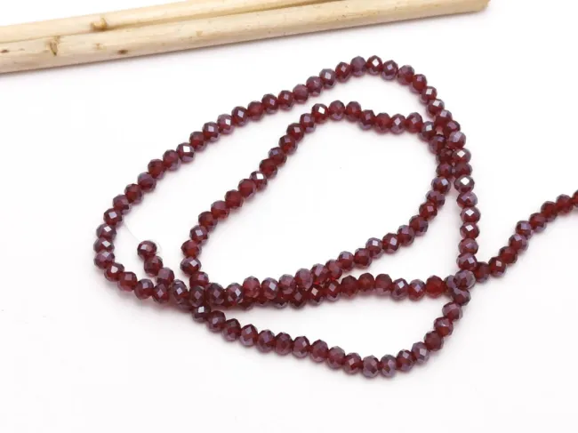 Margele cristal rondel 2.5x2mm burgundy lustered (sirag)