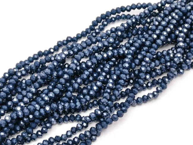 Margele cristal rondel 3x2mm albastru cadet opac lustered (sirag)