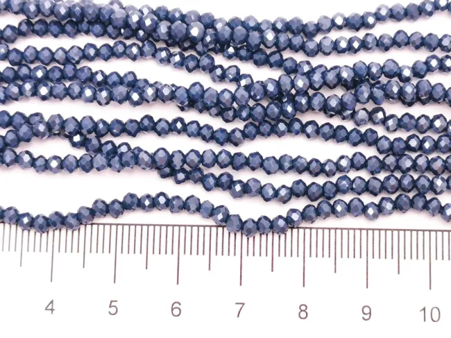 Margele cristal rondel 3x2mm albastru cadet opac lustered (sirag)