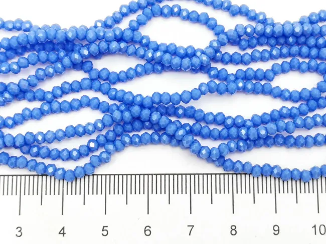 Margele cristal rondel 3x2mm albastru  opac lustered (sirag)