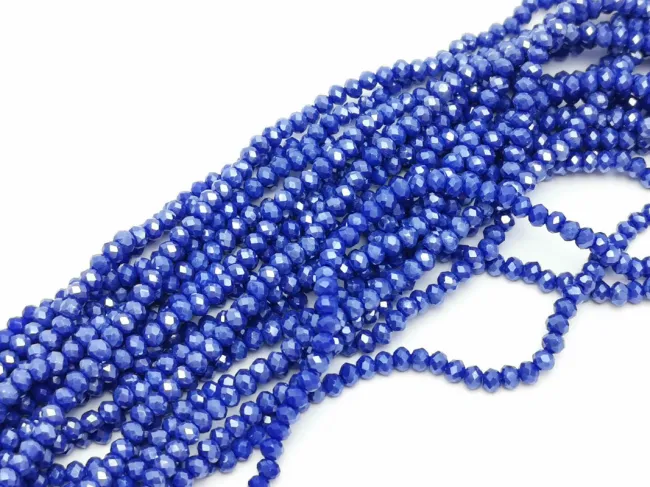Margele cristal rondel 3x2mm albastru navy opac lustered (sirag)