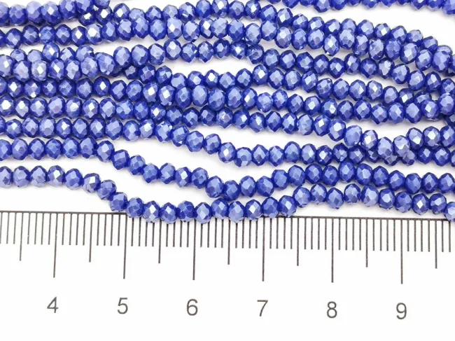 Margele cristal rondel 3x2mm albastru navy opac lustered (sirag)