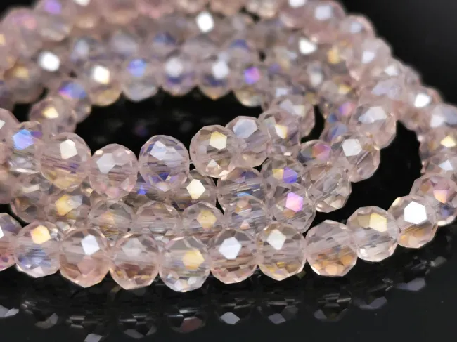 Set 6 siraguri de margele cristal rondel fatetat 4x3mm mix roz