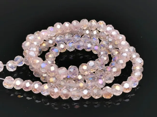 Set 6 siraguri de margele cristal rondel fatetat 4x3mm mix roz
