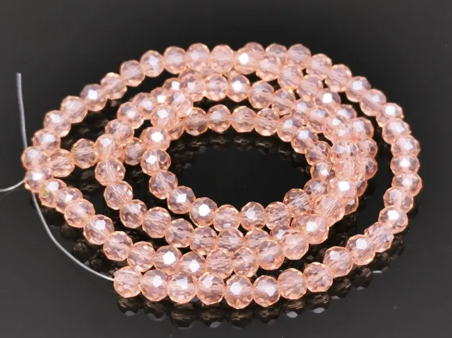 Set 6 siraguri de margele cristal rondel fatetat 4x3mm mix roz