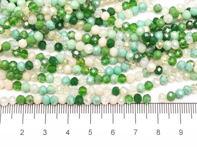 Margele cristal rondel fatetat 4x3mm mix verde (sirag)