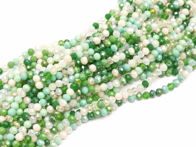 Margele cristal rondel fatetat 4x3mm mix verde (sirag)