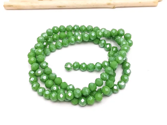Margele cristal rondel fatetat 4x3mm verde opac lustered (sirag)