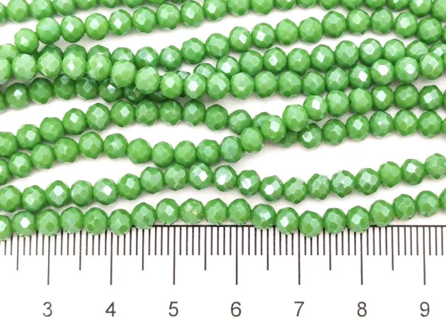 Margele cristal rondel fatetat 4x3mm verde opac lustered (sirag)