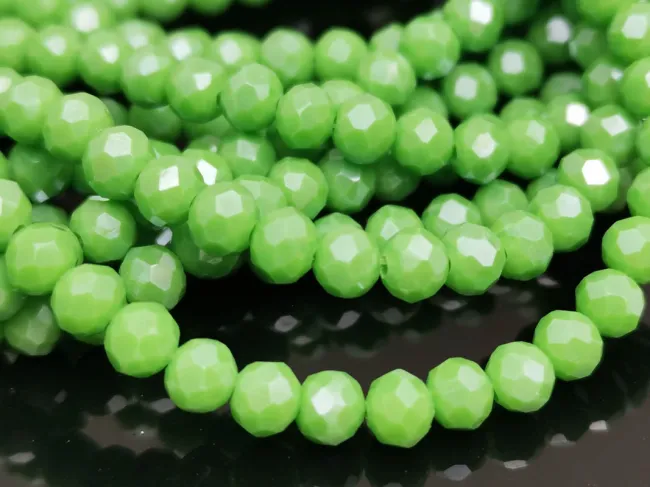 Margele cristal rondel fatetat 4x3mm verde opac lustered (sirag)