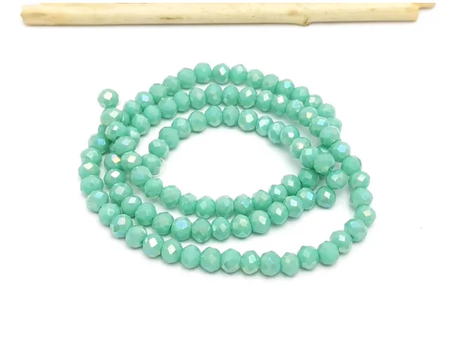 Margele cristal rondel fatetat 4x3mm verde turcoaz lustered (sirag)