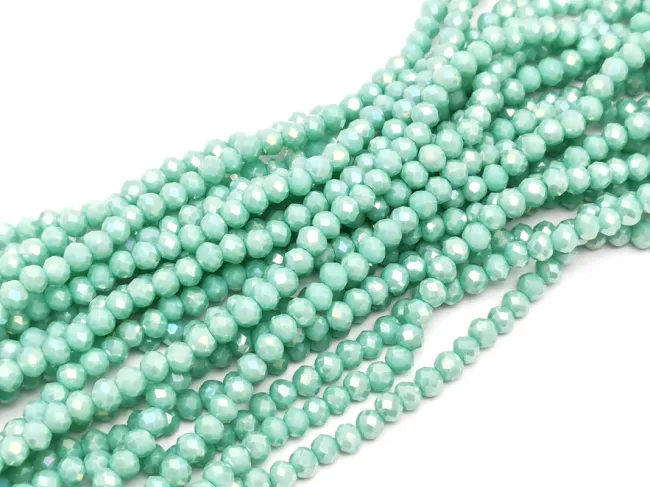Margele cristal rondel fatetat 4x3mm verde turcoaz lustered (sirag)