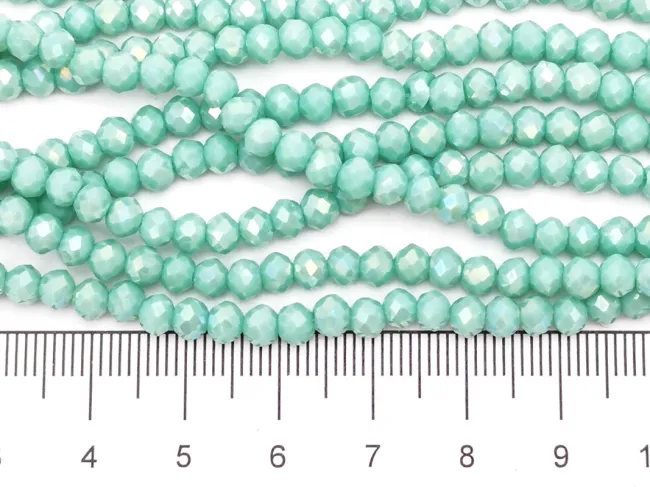 Margele cristal rondel fatetat 4x3mm verde turcoaz lustered (sirag)