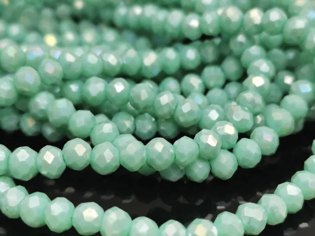 Margele cristal rondel fatetat 4x3mm verde turcoaz lustered (sirag)