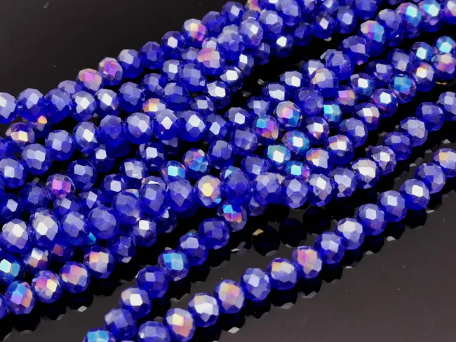 Margele cristal rondel fatetat 4x3mm blue AB (sirag)