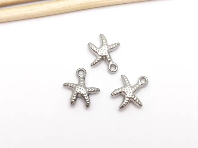 Pandantiv charm stea de mare din otel inoxidabil 304 - 13x11x3.5mm