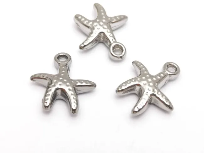 Pandantiv charm stea de mare din otel inoxidabil 304 - 13x11x3.5mm