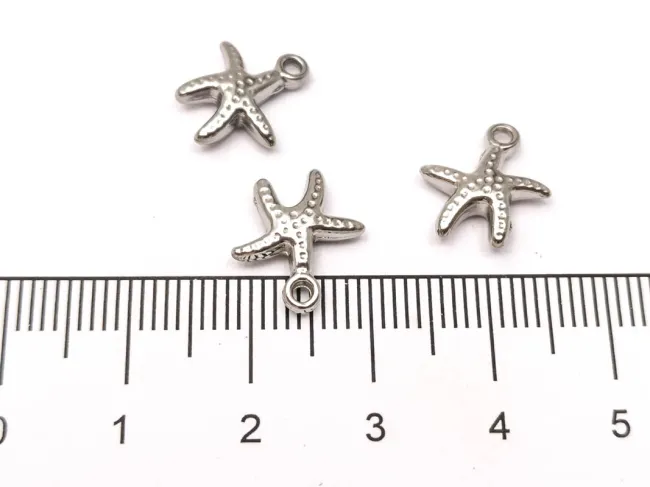 Pandantiv charm stea de mare din otel inoxidabil 304 - 13x11x3.5mm