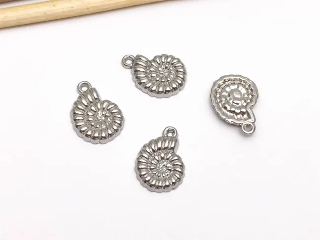 Pandantiv charm scoica din otel inoxidabil 304 - 14x9x2mm
