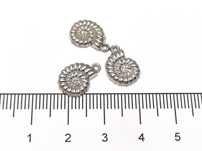 Pandantiv charm scoica din otel inoxidabil 304 - 14x9x2mm