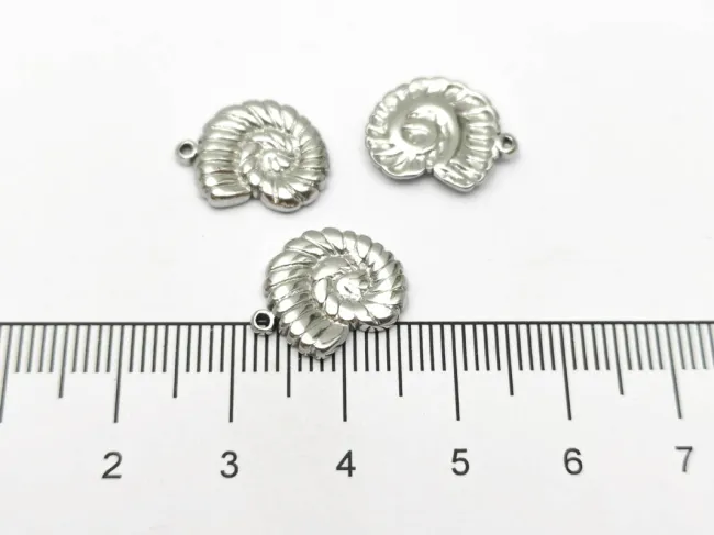 Pandantiv charm scoica din otel inoxidabil 304 - 14x12x2mm