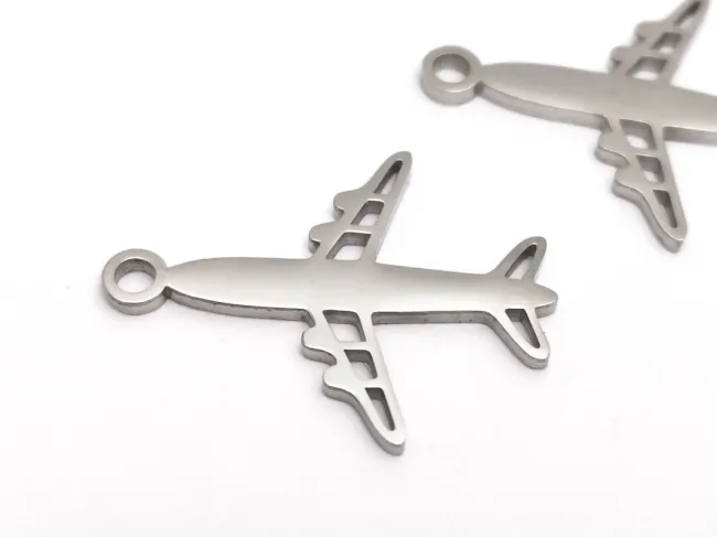 Pandantiv charm avion din otel inoxidabil 304 - 23x17x1.3mm