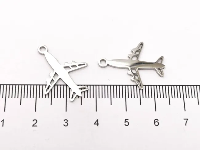 Pandantiv charm avion din otel inoxidabil 304 - 23x17x1.3mm