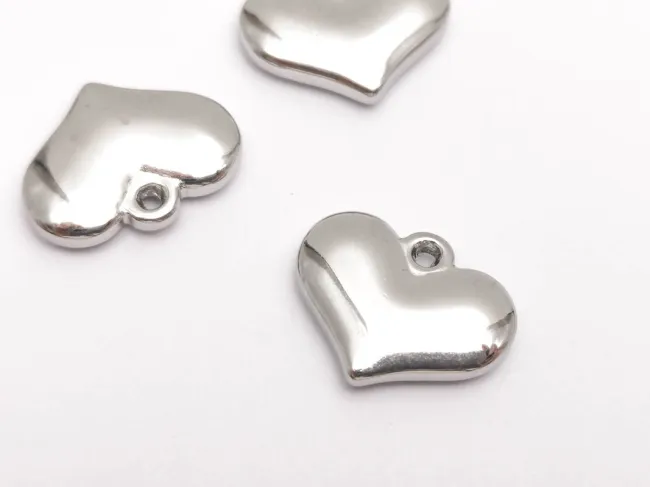 Pandantiv charm inima din otel inoxidabil 304 - 15x12x3mm