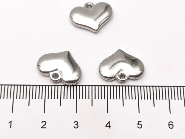 Pandantiv charm inima din otel inoxidabil 304 - 15x12x3mm