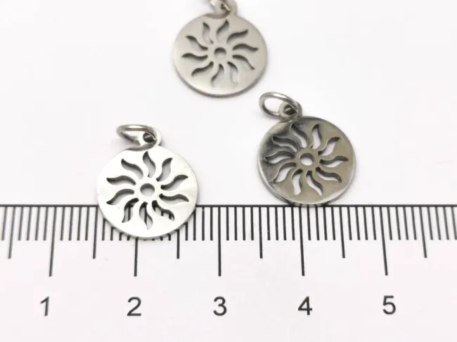 Pandantiv charm soare din otel inoxidabil 304 - 14x12x1mm