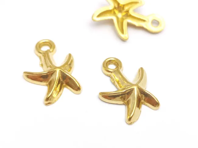 Pandantiv charm stea de mare otel inoxidabil 304 placat IP auriu 14x10x3mm