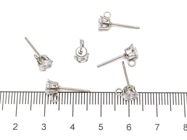 Tortite cercei otel inoxidabil 304 cu rhinestone 9x6mm (2buc)