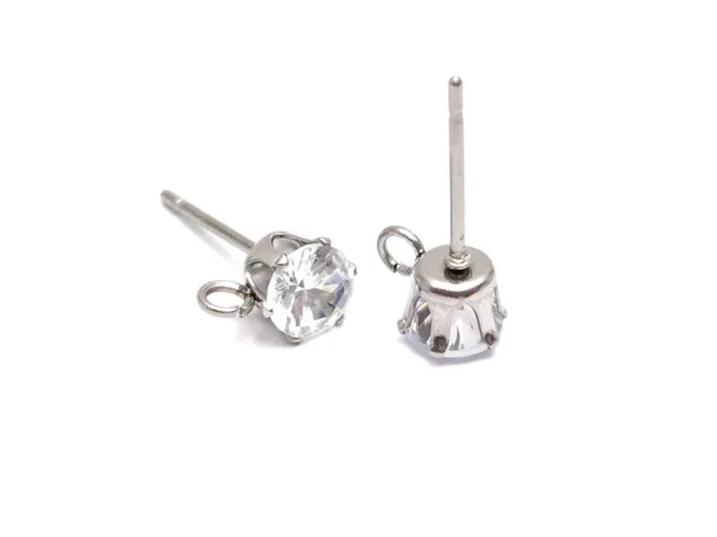 Tortite cercei otel inoxidabil 304 cu rhinestone 9x6mm (2buc)
