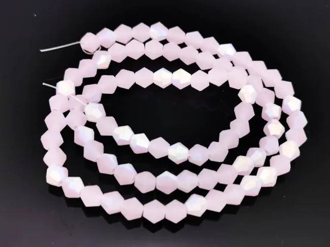 Margele cristal biconic 4mm roz opal mat AB (sirag)