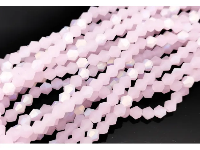 Margele cristal biconic 4mm roz opal mat AB (sirag)