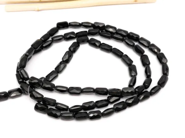 Margele cristal dreptunghi fatetat 6.5x4mm negru (sirag)