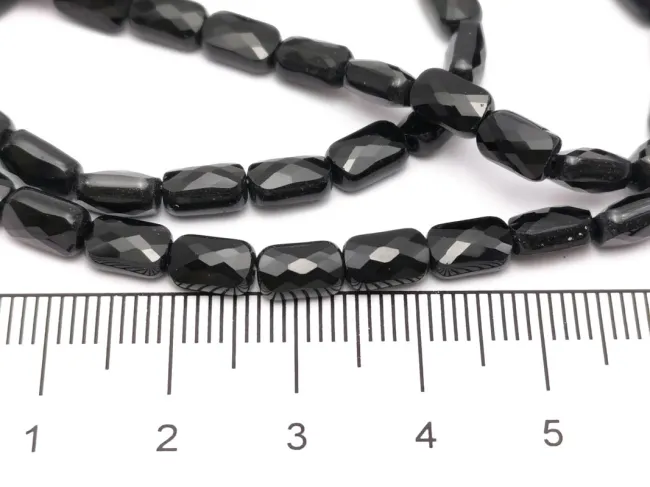 Margele cristal dreptunghi fatetat 6.5x4mm negru (sirag)
