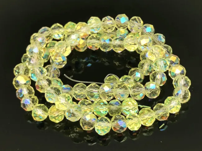 Margele cristal rondel fatetat electroplacat 6x4mm galben AB (sirag)