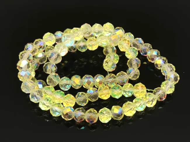 Margele cristal rondel fatetat electroplacat 6x4mm galben AB (sirag)