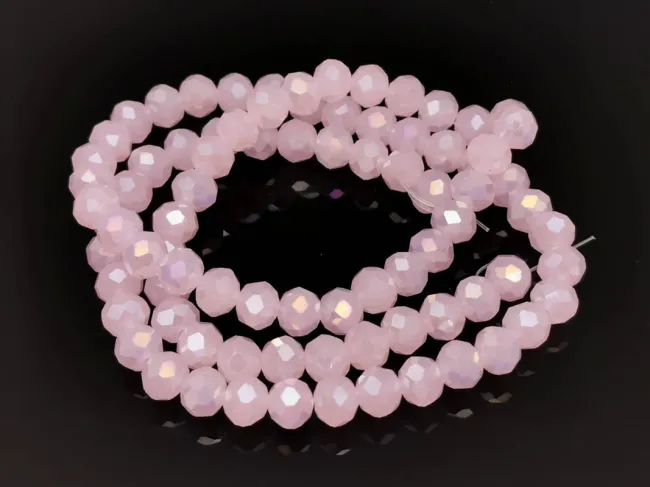 Margele cristal rondel fatetat 6x4mm roz opal AB (sirag)
