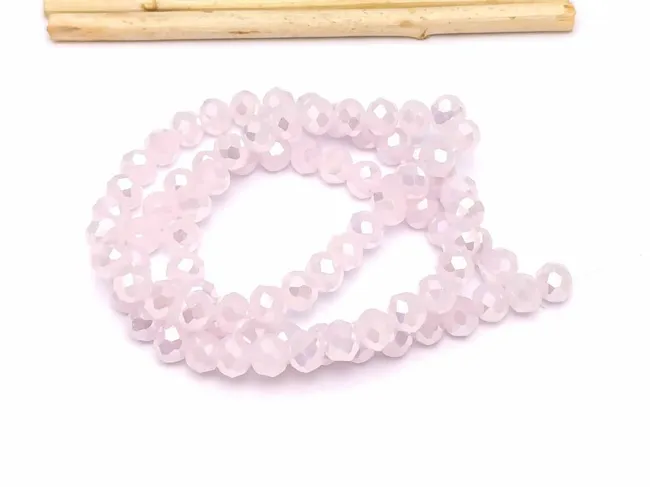 Margele cristal rondel fatetat 6x4mm roz opal AB (sirag)