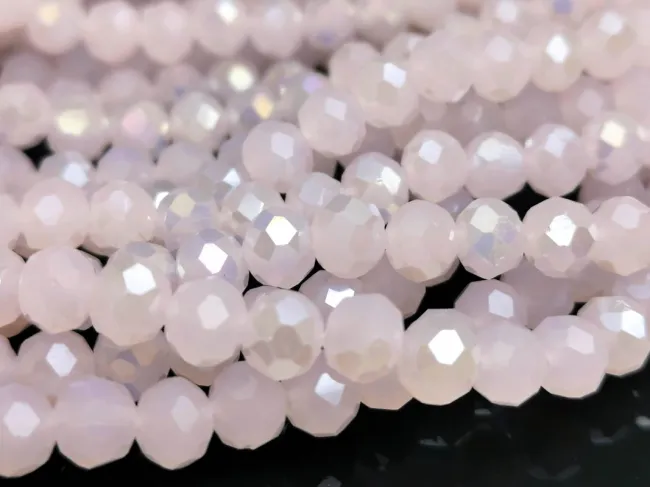 Margele cristal rondel fatetat 6x4mm roz opal AB (sirag)
