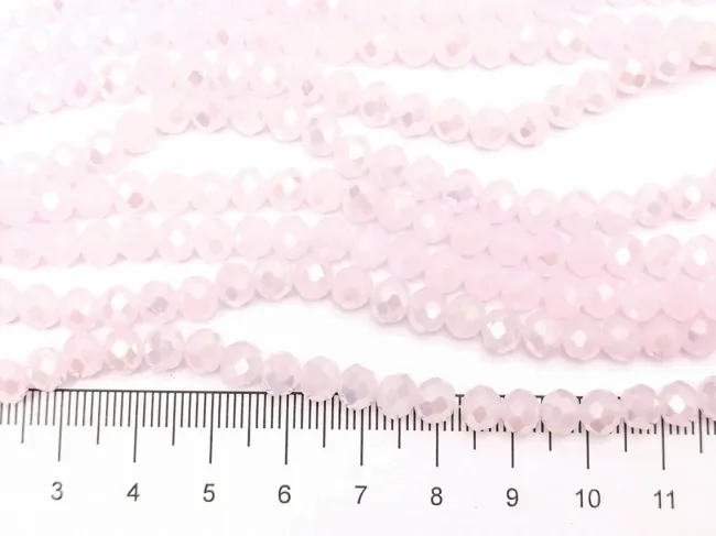 Margele cristal rondel fatetat 6x4mm roz opal AB (sirag)