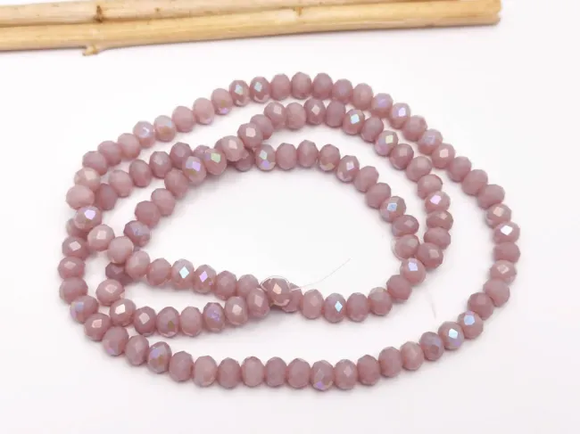 Margele cristal rondel fatetat 4x3mm mov lavanda opac heliotrop (sirag)