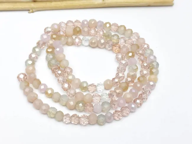 Margele cristal rondel fatetat 4x3mm mix roz (sirag)